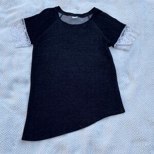 Tresics Black Top with White Lace Sleeves Sz M